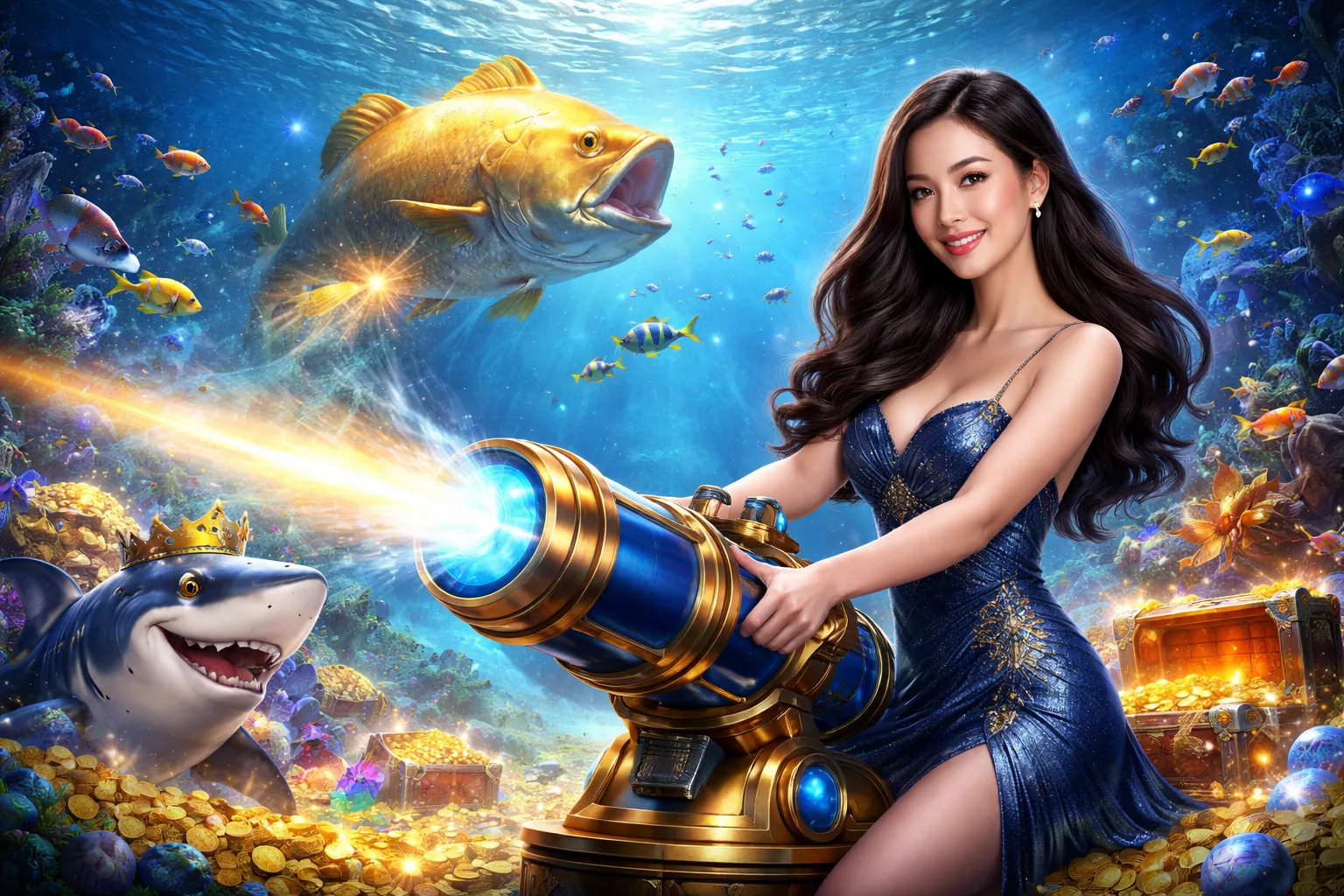 Hình ảnh đại dương rực rỡ với game bắn cá pglucky88
